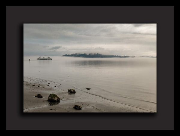 "From Vashon Island looking at Blake Island over the Salish Sea" - Framed