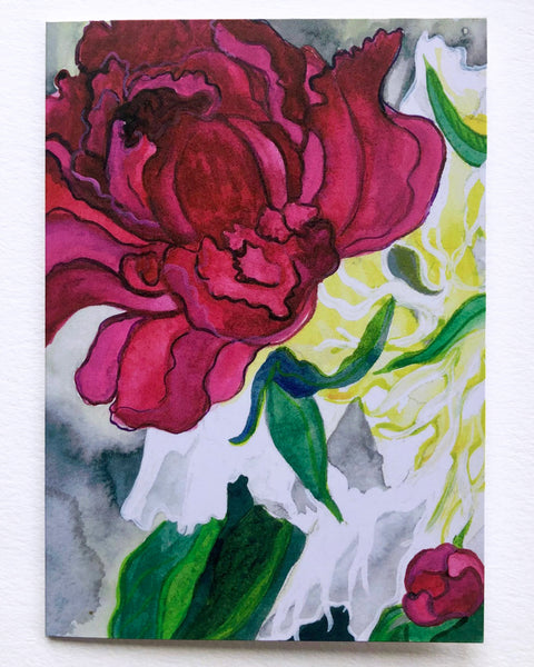 Large Red Poppy Greeting Card / Original Painting