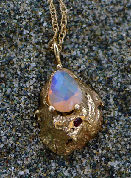 Ring-Of-Fire Ethiopian Opal & Garnet Necklace