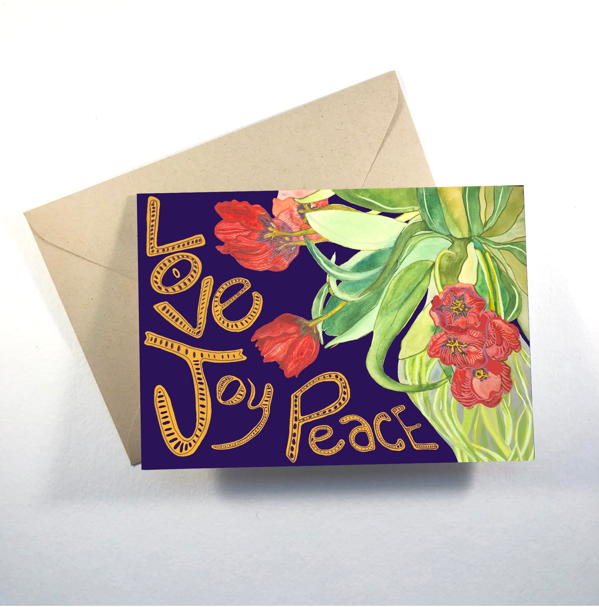 "Love, Peace, Joy" Greeting Card