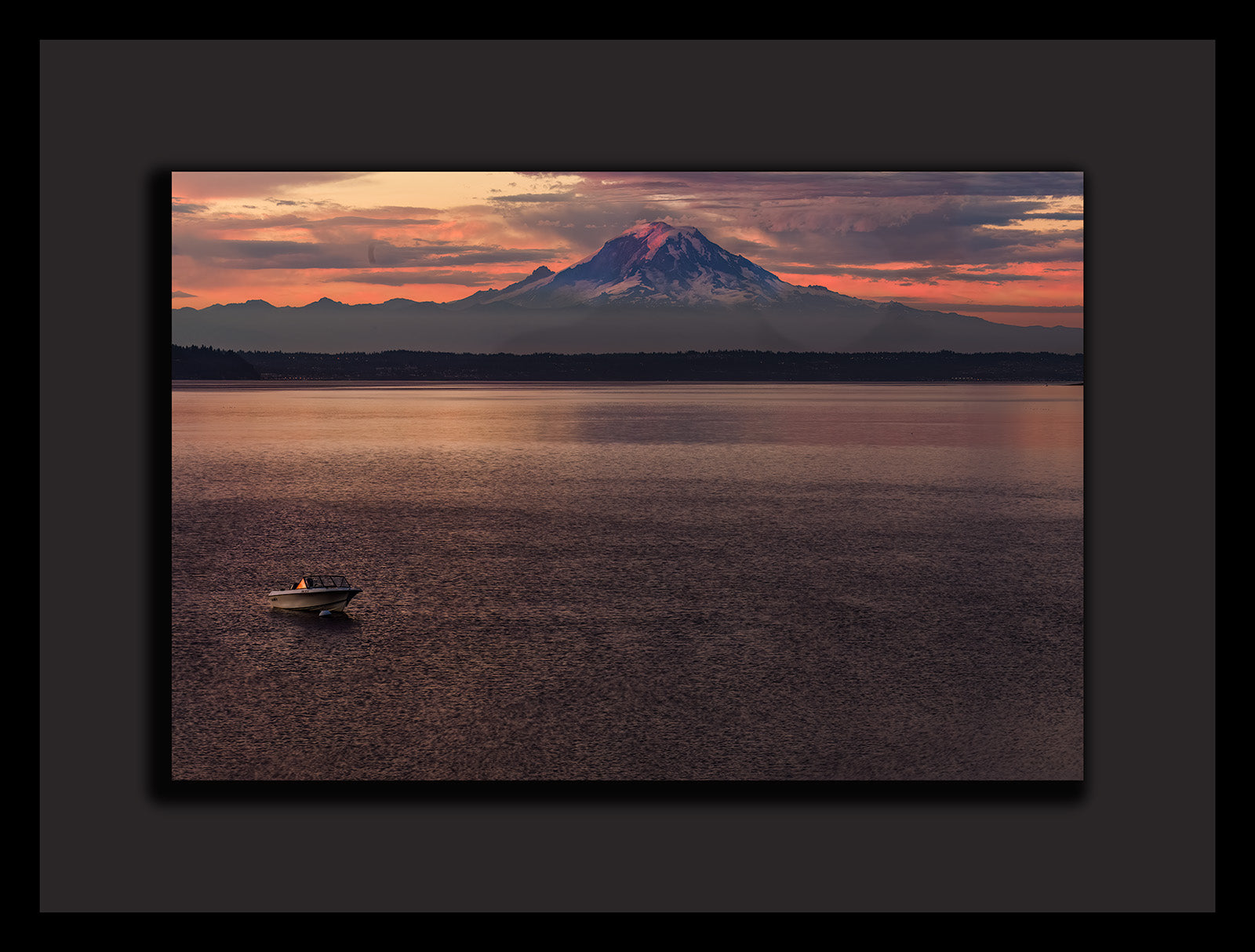 "Magenta Morning on the Salish Sea" - Framed