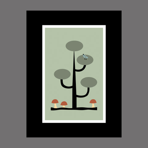 Mushroom Tree Matted Print