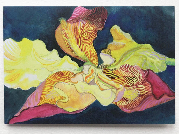 Yellow Iris Original Painting/Greeting Card